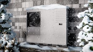 Air source heat pump in winter setting